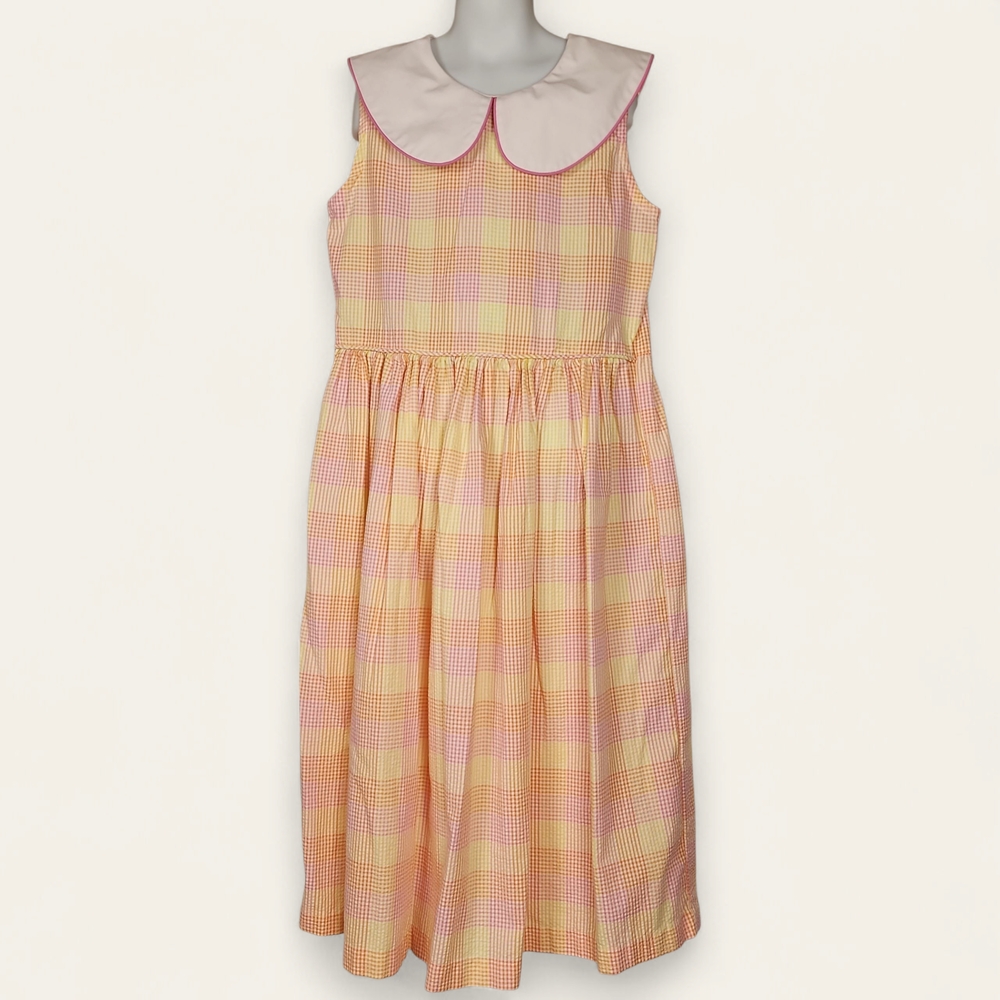 COPPER KEY | Vintage Pink Yellow Gingham Cottagecore Checkered Easter Dress | 14